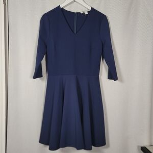 Diane Von Furstenberg Size 10 Mini Dress Blue Fit & Flare Skater Stretch Nylon